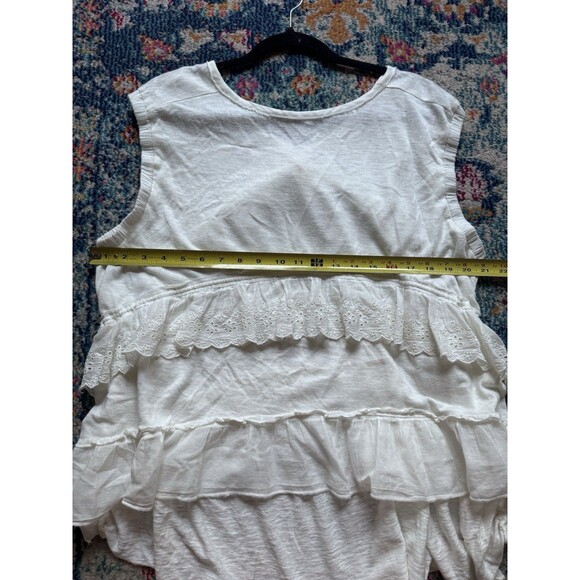 Free People Claire Tee Tunic Top Eyelet Embroidered Ruffle Tiered Boho Sz XS - Picture 7 of 10